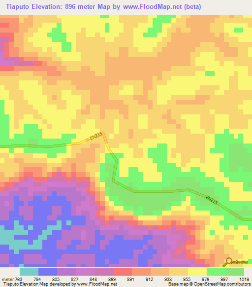 Tiaputo,Angola Elevation Map