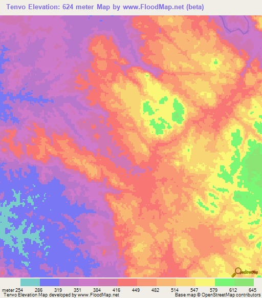 Tenvo,Angola Elevation Map