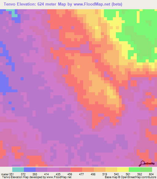 Tenvo,Angola Elevation Map