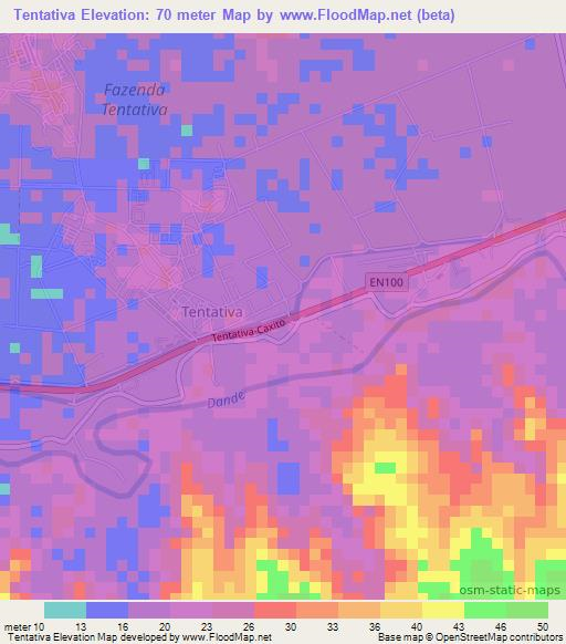Tentativa,Angola Elevation Map