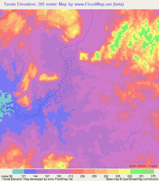 Tenda,Angola Elevation Map