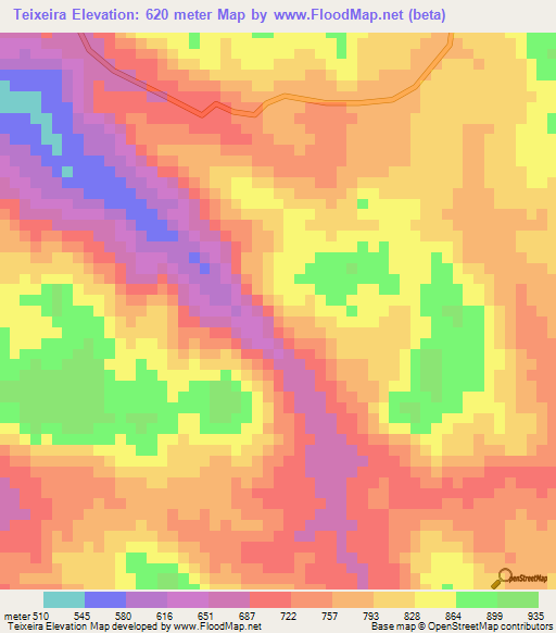 Teixeira,Angola Elevation Map
