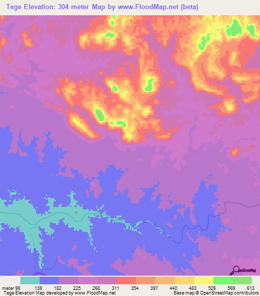 Tege,Angola Elevation Map