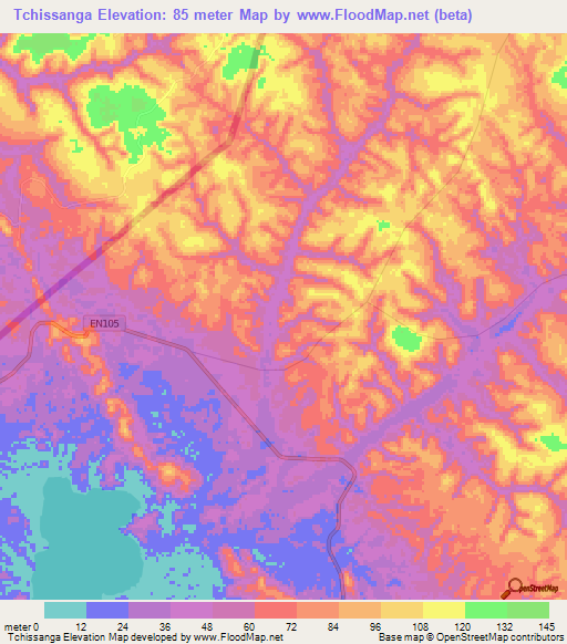 Tchissanga,Angola Elevation Map