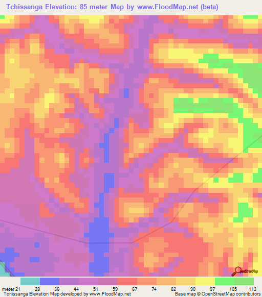 Tchissanga,Angola Elevation Map