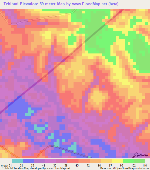 Tchibuti,Angola Elevation Map