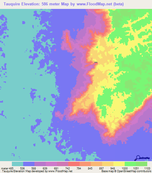 Tauquire,Angola Elevation Map