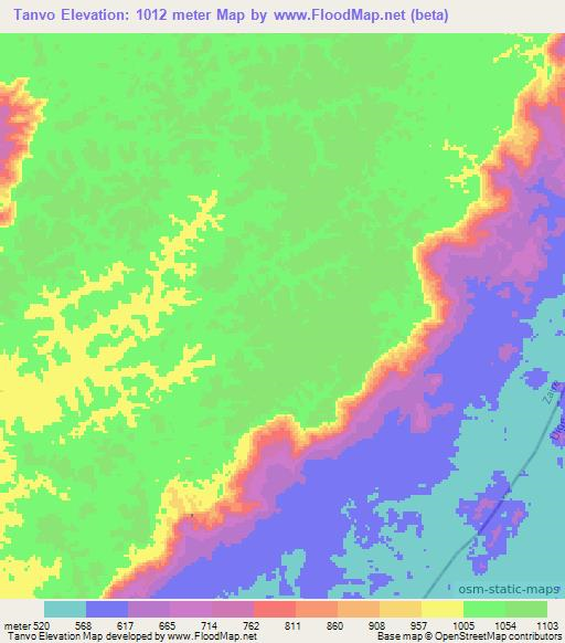 Tanvo,Angola Elevation Map
