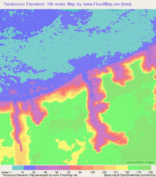 Tandococo,Angola Elevation Map