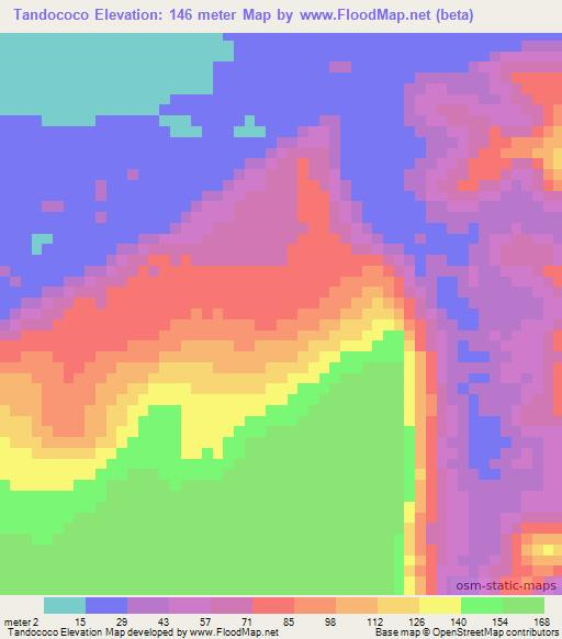 Tandococo,Angola Elevation Map