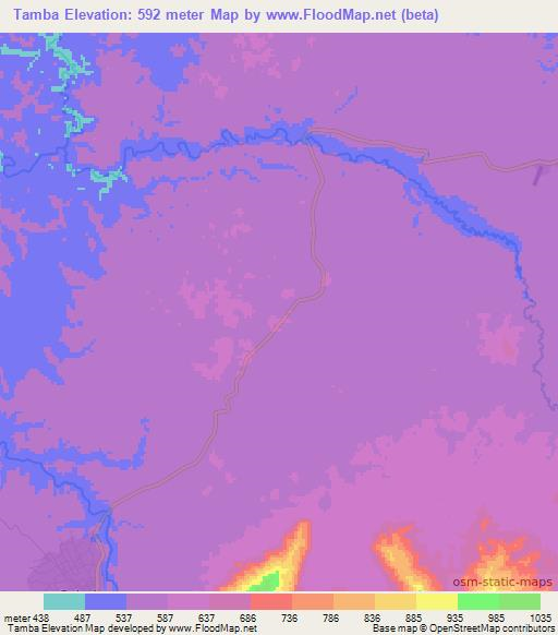 Tamba,Angola Elevation Map