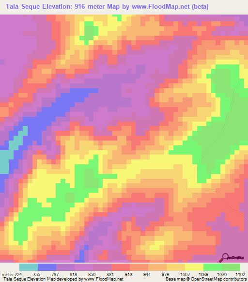Tala Seque,Angola Elevation Map