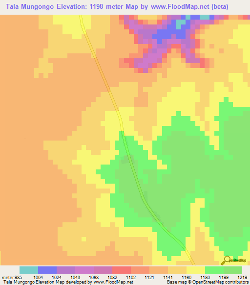 Tala Mungongo,Angola Elevation Map