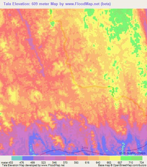 Tala,Angola Elevation Map