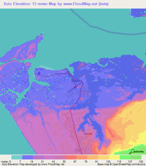 Soio,Angola Elevation Map