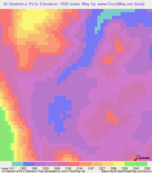Al Hashem-e Pa`in,Iran Elevation Map