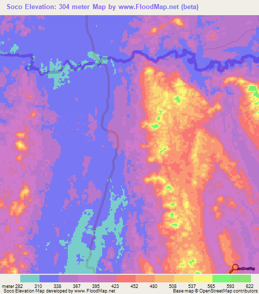 Soco,Angola Elevation Map
