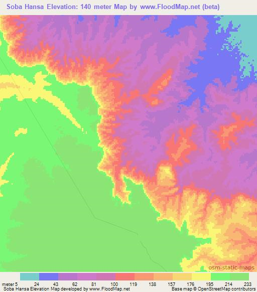 Soba Hansa,Angola Elevation Map