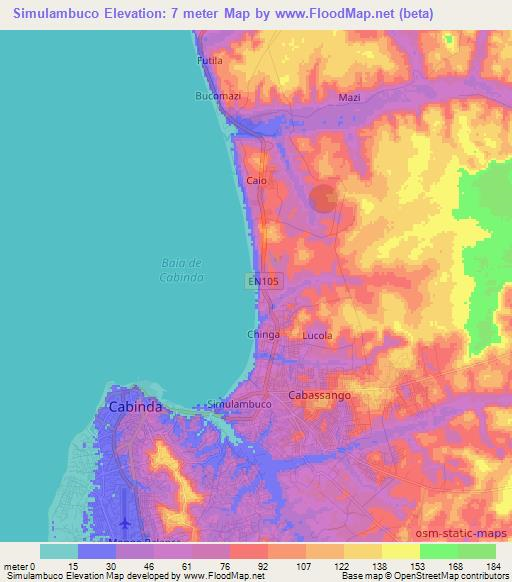 Simulambuco,Angola Elevation Map