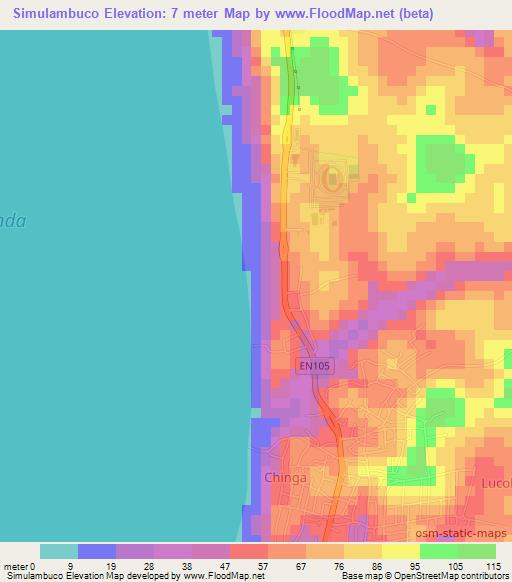 Simulambuco,Angola Elevation Map