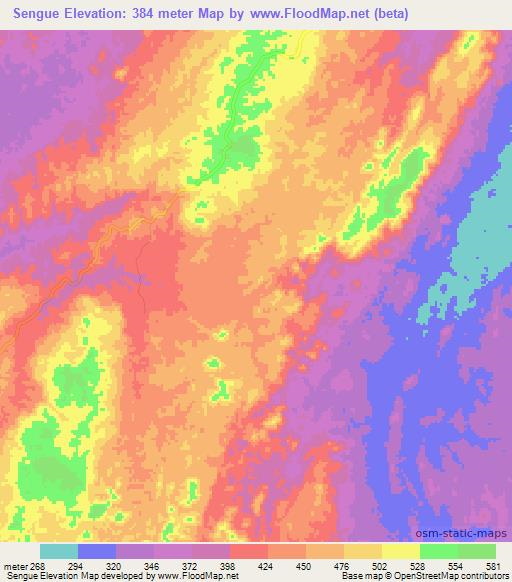 Sengue,Angola Elevation Map