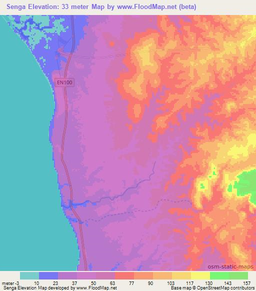 Senga,Angola Elevation Map