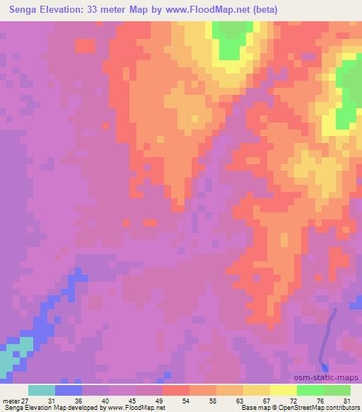 Senga,Angola Elevation Map