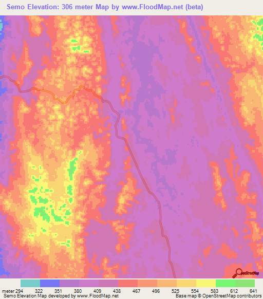 Semo,Angola Elevation Map