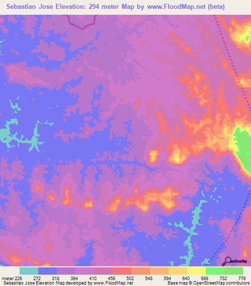 Sebastiao Jose,Angola Elevation Map