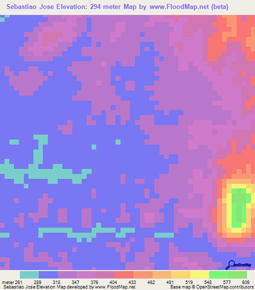 Sebastiao Jose,Angola Elevation Map