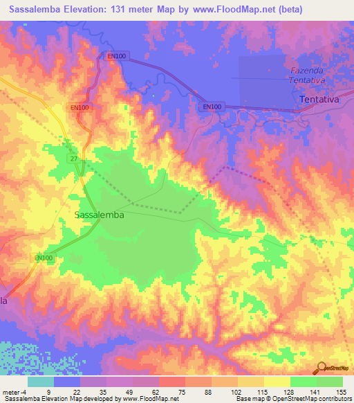 Sassalemba,Angola Elevation Map