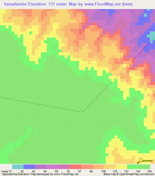 Sassalemba,Angola Elevation Map