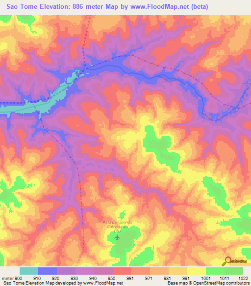 Sao Tome,Angola Elevation Map