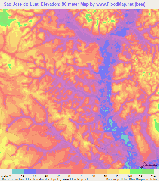 Sao Jose do Luati,Angola Elevation Map