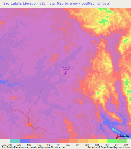 Sao Eulalia,Angola Elevation Map