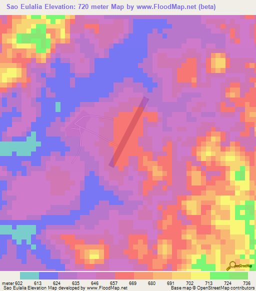 Sao Eulalia,Angola Elevation Map