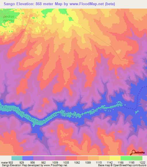 Sango,Angola Elevation Map