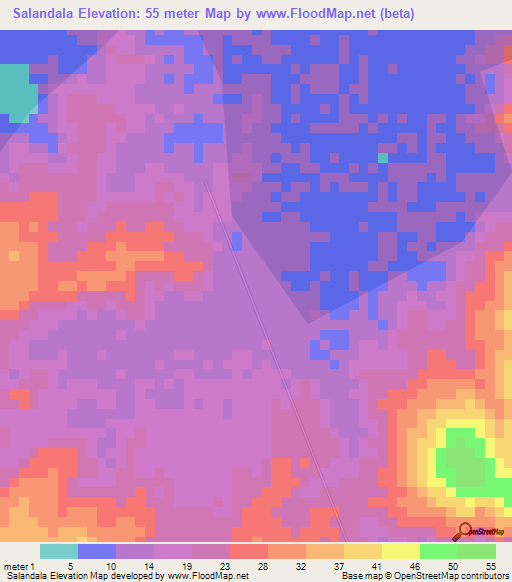 Salandala,Angola Elevation Map