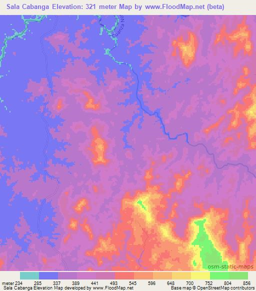 Sala Cabanga,Angola Elevation Map