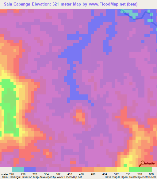 Sala Cabanga,Angola Elevation Map