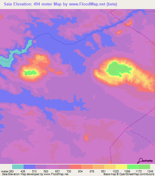 Saia,Angola Elevation Map