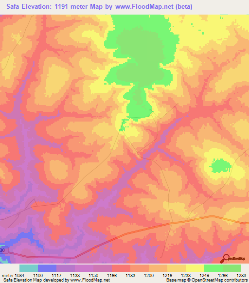 Safa,Angola Elevation Map