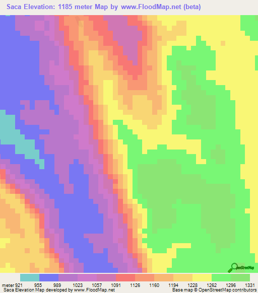 Saca,Angola Elevation Map