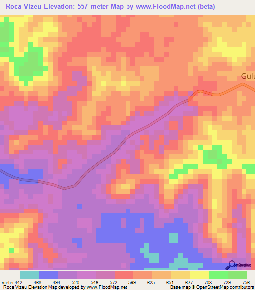 Roca Vizeu,Angola Elevation Map