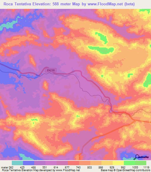 Roca Tentativa,Angola Elevation Map