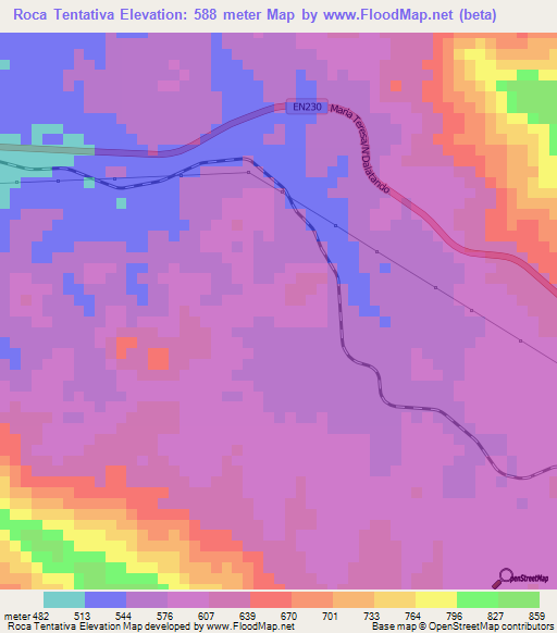 Roca Tentativa,Angola Elevation Map