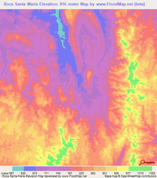 Roca Santa Maria,Angola Elevation Map