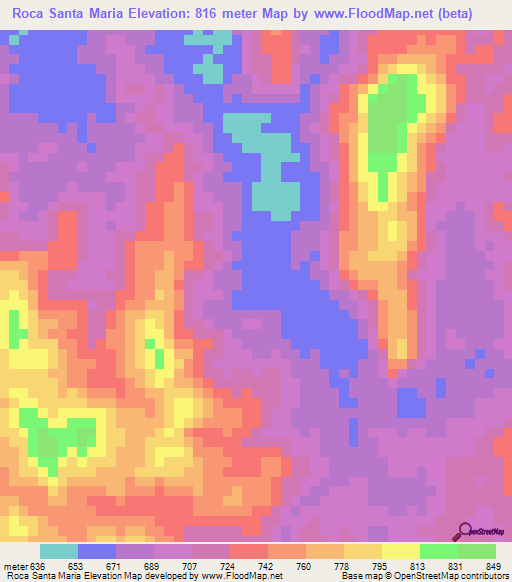 Roca Santa Maria,Angola Elevation Map