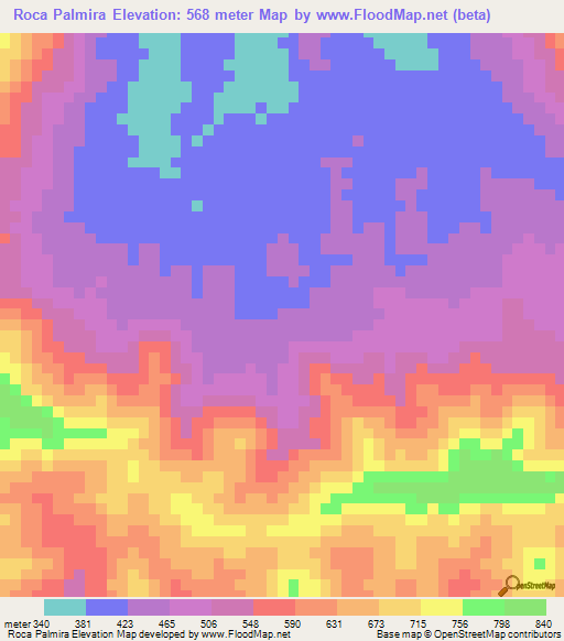 Roca Palmira,Angola Elevation Map