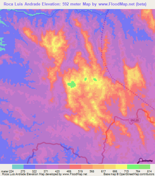 Roca Luis Andrade,Angola Elevation Map